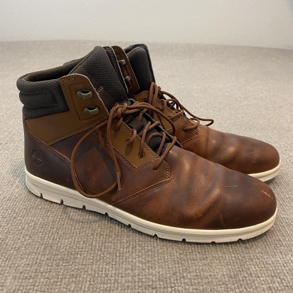 Timberland Boots Mens Size 13 Brown Leather Chukka Ankle Casual Hoverlite A10EE